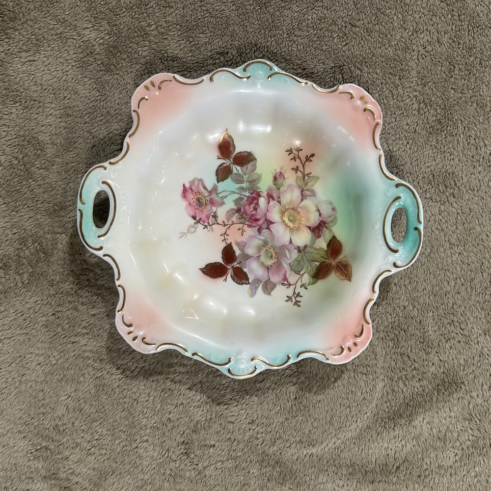 Vintage Schumann Arzberg Bavaria Germany Wild Rose Pattern 9" Bowl with Handles